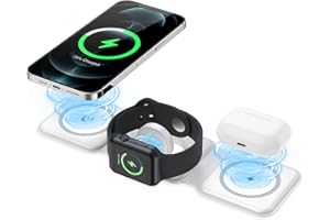 Brifit Magnetyczna ładowarka bezprzewodowa 3 w 1, składana, bezprzewodowa stacja ładująca, kompatybilna z iPhone 11/12/13 Pro Max/XS/XR/X/8+, AirPods Pro/2/3, Samsung Galaxy, Apple Watch
