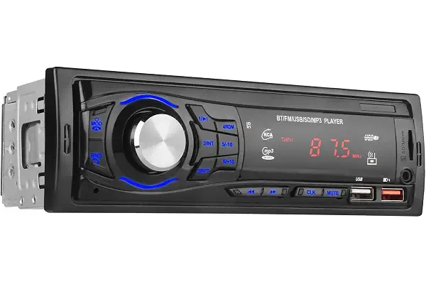 Radio Coche Bluetooth 1 DIN - Autoradio con 2 Puertos USB, Manos Libres, Entrada AUX y SD | Control Remoto y Radio FM - Estéreo Universal para Coche 12V (Negro)