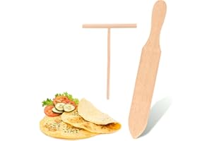 LOBVABA 2 Piezas Esparcidor de Crepes,Panqueques Herramienta,Rodillo para Crepes,Accesorios para crepes,Distribuidor de Crepes y Espátulas,Herramientas para Masa de panqueques,para Hornear,Panqueques,Crepes