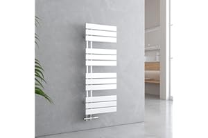 EMKE Grzejnik łazienkowy, płaski 1041 x 400 mm, biały, ogrzewacz na ręczniki do łazienki, suszarka na ręczniki, panel, przyłącze boczne do wody 456 W