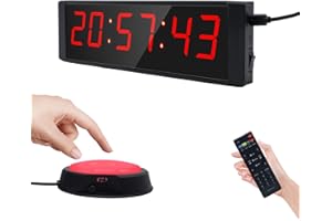 Ousmile Timer Sport avec Bouton Marche/Arrêt, Minuteur et Chronomètre Digital Portable, Horloge Murale Numérique avec Télécommande, Intervall Timer, Time Timer 12/24H pour Fitness, Workout, Home Gym