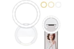 Criacr Ringlicht Handy, Selfie Licht Handy, 40 LED Ringleuchte mit 3 Lichtmodi und 180° Drehbar, Selfie Licht mit 5 Helligkeitsstufen, USB Wiederaufladbar Ringlicht für Alle Handy/Tablet/Laptop