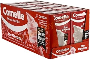 Comelle Ice Cream Mix Vanilla Soft Serve | Instant Ready to Freeze | UHT | Long Life Dairy Skimmed Milk | Sundea Mousse Dessert Shake | (With Greetings from Lucky Boy (12, 12000, millilitre)