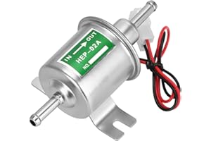 CGEAMDY Bomba De Combustible Eléctrica Universal, Bomba Dosificadora De Combustible, Eléctrica 12V Bombas De Combustible HEP-02A, Para Todos Los Automóviles, Carburador, Gasolina, Diesel (Plata)
