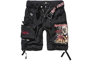 Brandit Unisex's Iron Maiden Savage Shorts The Number of The Beast Black Edition Cargo