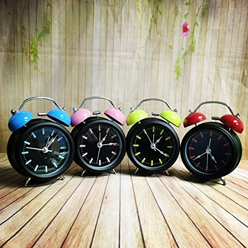 KING DO WAY Metall Doppel Glockenwecker lauter Alarm Leicht tickt Energie Sparen Hintergrundbeleuchtung Quarzlaufwerk Wecker kinderwecker Alarm Clock Licht Blau - 5