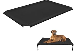 Veehoo Cooling Elevated Dog Bed Cover, Outdoor Dog Bed Portable Raised Dog Cot Replacement Cover Only Pet Hammock Replacement Cover Breathable Mesh Washable, Black 107 x 76