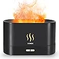 DONDA 3D Flame Effect Humidifier, Small Ultra Fine Mist Desktop Humidifier Quiet Essential Oil Diffuser with Warm Night Light/Auto Shut-Off for Bedroom, Home and Office (Multicolor)