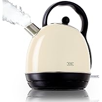KHG Wasserkocher Retro 1,7 Liter - Edelstahl 2200W Mit Kalkfilter