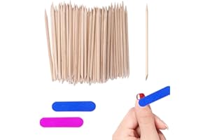 TAFACE 120 Pics De Manucure En Bois Avec 2 Bandes De Frottement De Manucure Colorées À Double Extrémité Bois À Double Extrémité Orange Bâton En Bois Nail Art Outils De Pédicure Soin Des Cuticules