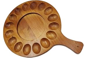 ETUCYNG Tabla De Charcutería y Plato De Huevos Madera, Reversible 16 Agujeros Asa