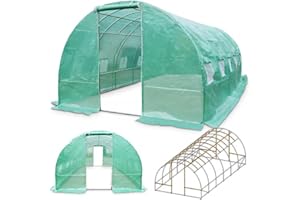 BB Loisir Serre Tunnel de Jardin 3x4m en Aluminium Stable Serre avec ancrage au Sol Portes et fenêtres enroulables pour Jardin