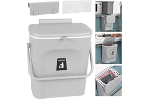 Rawhui Compost Cuisine Anti-Odeur, Poubelle Murale 9L pour Déchets Organiques, Sous Évier pour Cabinet, Chambre, Voiture, Bureau, Salle de Bain