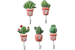Reccisokz Grazioso Gancio con Motivo di Vaso per Piante, da Parete, Autoadesivo e Appendiabiti a Vite, Decoro per Camera da Letto, Ufficio, 5 Pezzi