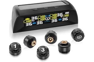 Avutrel TPMS Tyre Pressure Monitoring System for HGVs, Caravans, Coaches, Motorhom, 6 Wheel Sensors,with 5 Alarm Modes,Solar/USB Charging(Enhanced 2024 Version)