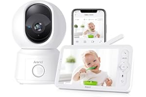 ARENTI 1080P Baby Monitor WiFi, 355° Telecamera Bambini con Monitor, 2,4GHz Baby Monitor Video con Visione Notturna, Rilevamento del Suono, Audio Bidirezionale, Promemoria Allattamento