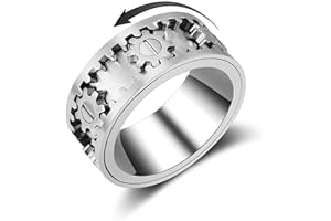 SkyFace Bague Anti anxiété Homme, Bague Spinner en Acier Inoxydable, Bague Anti stress Anneau Tournant Femme, Bague Engrenage Rotatif Fidget Adulte Jouets, Mariage Fiançailles d'Amitié Bague