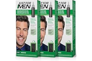 Just For Men Colorante en Gel, Tinte Pelo Hombre, Cubre Solo Las Canas, Restaurando El Color Original Para Una Apariencia Natural, Color Castaño Oscuro, H45 (3 Pack)