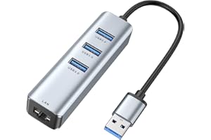 ABLEWE USB to Ethernet Adapter, 4 in 1 Aluminum USB Ethernet Adapter with RJ45 10/100/1000Mbps Gigabit Network LAN Port, 3 USB 3.0 Port, for MacBook Pro,Surface Pro, XPS,etc