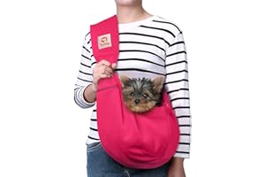Tomkas Dog Carrier Sling - Pet Carrier for Small Dogs and Cats, Adjustable Strap, Zip Pocket, Snap Closure (Pink, M - Adjustable Strap Eu)