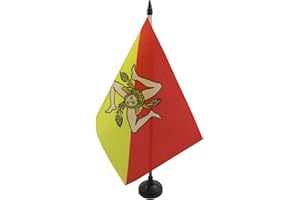 AZ FLAG Bandiera Da Tavolo Sicilia 21x14 cm - Piccola Bandierina Siciliana - Italia 14 X 21 Cm