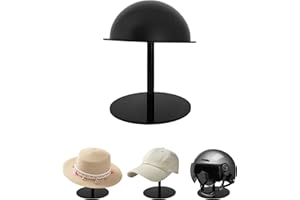 TINGSING Acrylic Hat Display Stands, 8'' Black Hat Holder Stand, Countertop Domed Cap Rack with Brim, Cowboy Hats Holder, Baseball Caps Racks Wig Head Counter Holders for Closet Vendors Salons