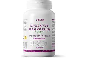 HSN Bisglicinato de Magnesio (350mg Mineral Elemental) | 120 Cápsulas Veganas | 100% Magnesio Glicinato de Alta Biodisponibilidad y Absorción | No-GMO, Vegano, Sin Gluten