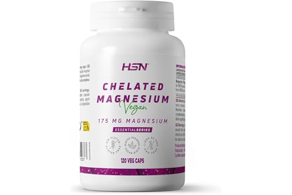 HSN Bisglicinato de Magnesio (350mg Mineral Elemental) | 120 Cápsulas Veganas | 100% Magnesio Glicinato de Alta Biodisponibilidad y Absorción | No-GMO, Vegano, Sin Gluten