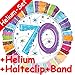 Produktbild Folienballon Set * ZAHL 70 IN BUNT + HELIUM FÜLLUNG + HALTE CLIP + BAND * für den sechszigsten Geburtstag // Folien Ballon Helium Deko Ballongas Motto sechzig Jahre