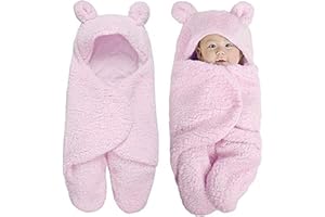 MUSUNFE Baby Girl Gifts Toy 0 6 Months, Cute Unisex Newborn Clothes Baby Sleeping Bag Thick Cotton Blankets Plush Wrap Blankets (Pink)