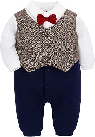 Costume Smoking Bébé Garçon - Famuka | Tenue Baptême, Mariage & Photo | 100% Coton | Taille 6 Mois