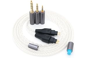 Yaowanguan Symmetrisches Kabel mit 4.4mm,2.5mm,3.5mm Adapter für Sennheiser HD580 HD650 HD660 HD600S Kopfhörer,HD414 HD25 3 in 1 Ersatz Aufrüsten Draht(Silber)