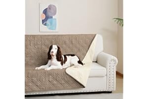 DUJUIKE Wasserdichter Sofabezug für Hunde, 100% wasserdichte Hundedecke, Sofaschutz, Bettdecke mit Antirutschpartikeln, Möbelschutz für Hunde, Katzen und Haustiere (Metallisches Braun, 132-208cm)