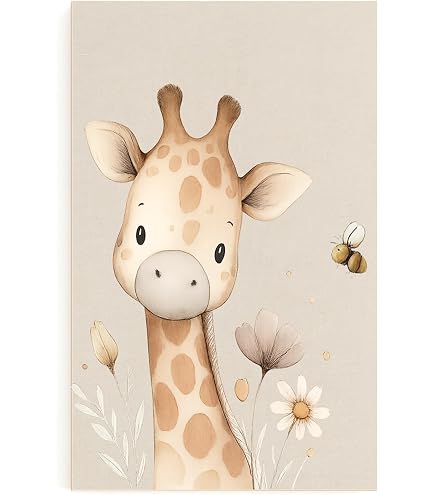 LAVEMA Immagini per la cameretta del bambino, decorazione per la cameretta dei bambini, poster di animali in beige, poster A4 senza cornice, immagini decorative per la cameretta