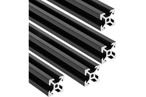 QWORK® 4 stycken 2020 aluminiumprofil V typ 300 mm, aluminiumprofilkontakt svart, europeisk standard anodiserad, för 3D-skriv