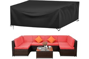 WANOCEAN Garden Furniture set Covers, Outdoor Patio Furniture Cover Waterproof 420D Oxford Anti-UV Tear-Resistant Rectangular Rattan Furniture Covers 160x130x90cm