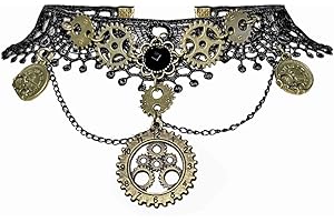 Aabellay Gothic Black Lace Necklace Steampunk Vampire Choker Punk Victorian Costume Party Retro Vintage Wedding Party Prom Festival Halloween Jewelry for Women Girls - Y535