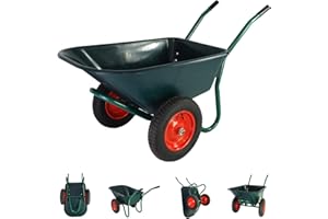 ‎TRUTZHOLM TRUTZHOLM 2-Rad Schubkarre 100 L 160 kg Gartenschubkarre mit 4 PR Lufträdern auf Stahlfelgen für Garten, BAU und Stall Schiebkarre Gartenkarre 73 cm Griffhöhe