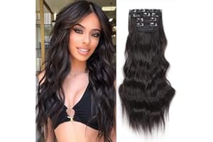 Clip in Hair Extension Set 4 Pezzi Extension Capelli Ricci Clip in, Capelli per le Donne YDDM Fibre per Capelli Sintetiche