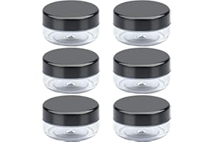 Roellgs Leere Probentöpfe, 6 Stück Leere Kunststoff Kosmetische Gläser, Mini Kosmetikbehälter für Gesichtscremes Make-up, Glitter Nail Art sto (Schwarz)