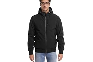 TONY BACKER Giacca Jacket Uomo Invernale Softshell Impermeabile Antivento con Cappuccio Giacca Calda Giubbotto Uomo Trekking Casual 3351