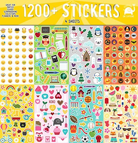 Year Round Sticker Assortment Set (1200+ Count) Collection for Children Teacher Parent Grandparent Kids Crafts Planners Scrapbooking by Josephine on Caffeine