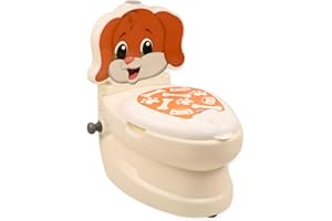 DIVCHI Potty Training Toilet With Life-like Flush Button & Sound & Toilet Paper Holder | Easy To Clean | Splash Guard | Anti-slip Base | Encourage Potty Training Practice (Dog)