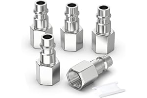 GASHER 5PCS 1/4 Inch Air Line Connectors, 1/4" BSP Female Thread Euro Airline Hose Compressor Fittings, Quick Connect Air Coupler Air Hose Fittings,Air Plug