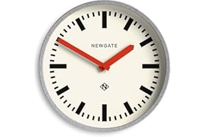NEWGATE® Luggage metalowy zegar ścienny Zegary ścienne - Designerski zegar stacji - Idealny jako zegar kuchenny - Zegar biurowy - Okrągły zegar - Zegar retro - Zegar metalowy (Czerwony)