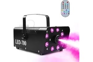 HOLDLAMP Nebelmaschine Rauchmaschinen mit 8 LED Fernbedienung 700W RGB Tragbar Fog Machine für Halloween Party Hochzeit Bühne Weihnachten Bühnenauftritte - Schwarz