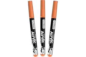 FLYMAX Orange Marker Stifte 0,7mm – Permanent Marker Orange Acrylic Wasserbasis Wasserfest Schnelltrocknend Fein (3er Pack)