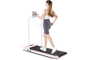 HOME FITNESS CODE HomeFitnessCode Laufband für Zuhause Klappbar - Walking Pad 10 km/h unter Schreibtisch Laufpad mit Griffstange Gehband Band Treadmill, Rosa