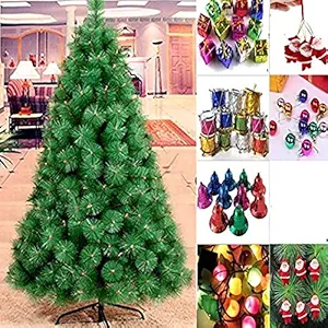 Aaryash 8 feet Needle Pine Christmas Tree Artificial with LED Light and Pack of 100 Ornaments for Decoration