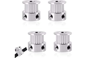 Ormromra Lot de 4 rouleaux GT2 en forme de denture - Poulie dentée à 20 dents - Alésage de 5 mm - Courroie dentée de 6 mm de large - Pièces d'imprimante 3D en aluminium - Courroie dentée pour